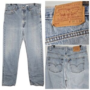 Levi's 505 Regular Fit Jeans 38x34 Light Wash Vintage Y2K‎ 2001 Denim Blue